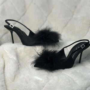 Elegant Black Feathered Heels